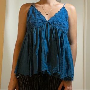 Free people blue tank top size medium